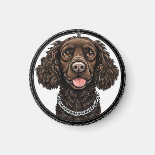 Aimant Chien Brown avec une chaîne et un cercle décoratif