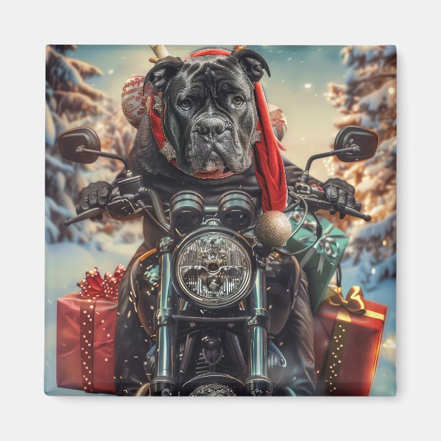Aimant Chien Cane Corso à moto Noël (Devant)