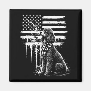 Aimant Chien caniche drapeau américain usa 4 juillet amou