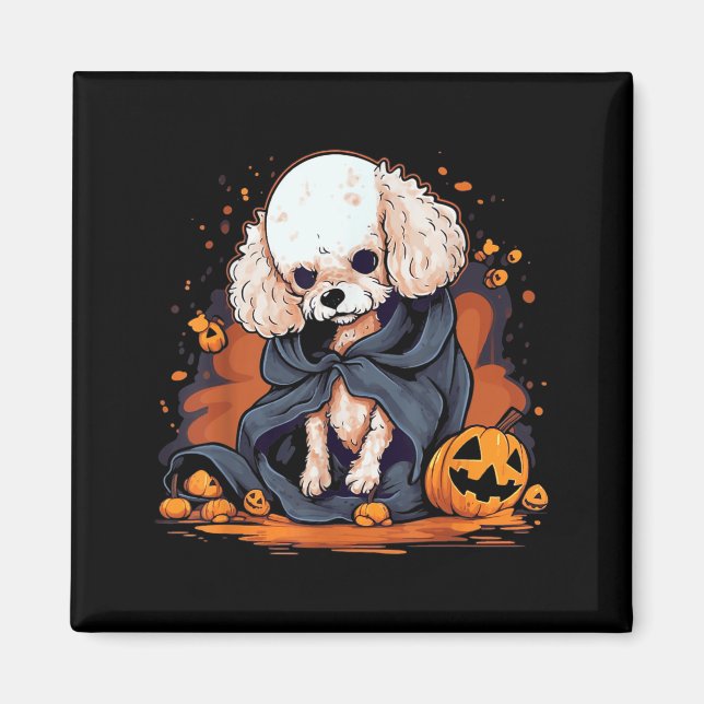Aimant Chien Caniche Halloween (Devant)