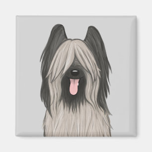Aimant Chien caricaturé mignon Briard