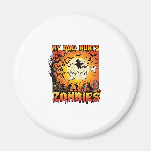 Aimant Chien Chasse Les Zombies Halloween Fantômes Sorciè (Devant)