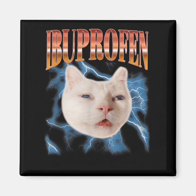 Aimant Chien Chat Ibuprofène Mignon Rétro Graphique Mème  (Devant)