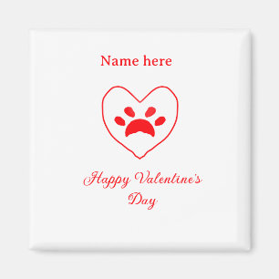 Aimant Chien chat patte cœur rouge joyeuse Saint-Valentin