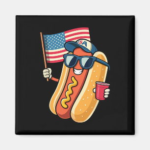Aimant Chien chaud du 4 juillet Drôle du 4 juillet Patrio