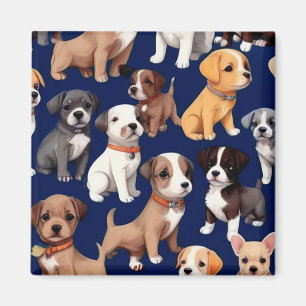 Aimant Chien Chien Chien bleu de la marine Design Motif
