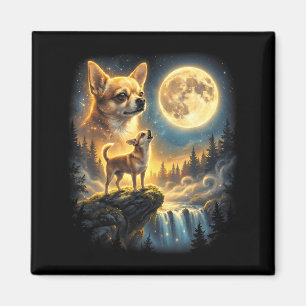 Aimant Chien Chihuahua nuit au clair de lune art chihuahu
