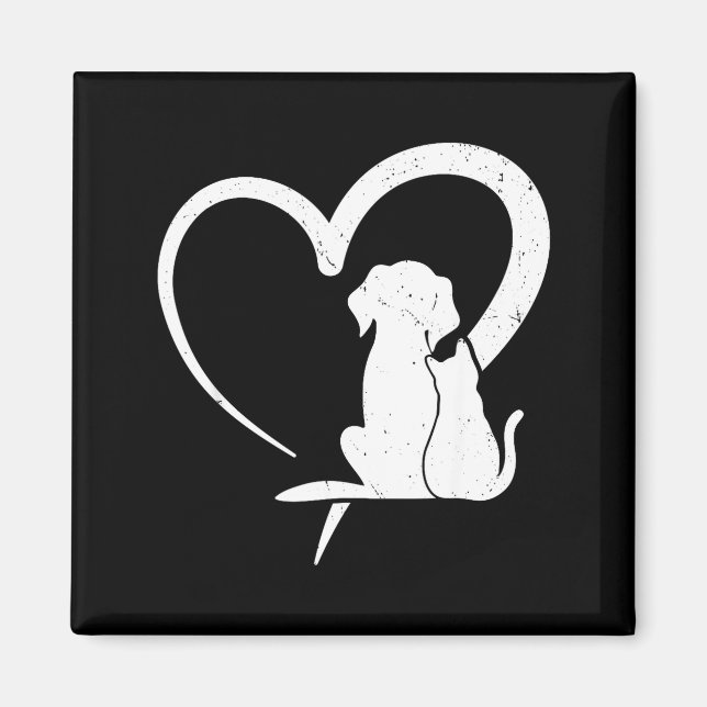 Aimant Chien Chiot Et Chaton Coeur Pour Animaux De Compag (Devant)