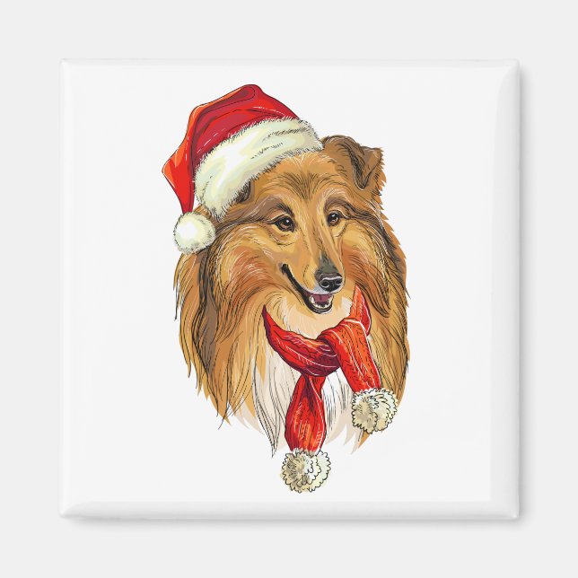 Aimant Chien Colley de Noël (Devant)