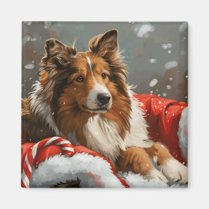 Aimant Chien Colley Rough Noël Fêtard