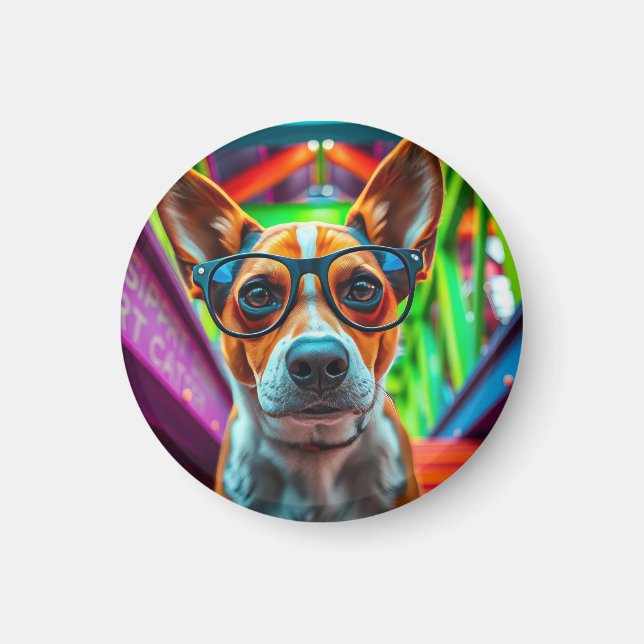 Aimant Chien Cool avec Lunettes de Soleil (Devant)