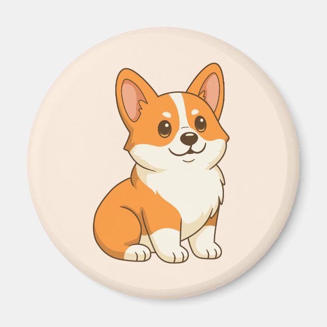 Aimant Chien Corgi Beige Mignon (Devant)