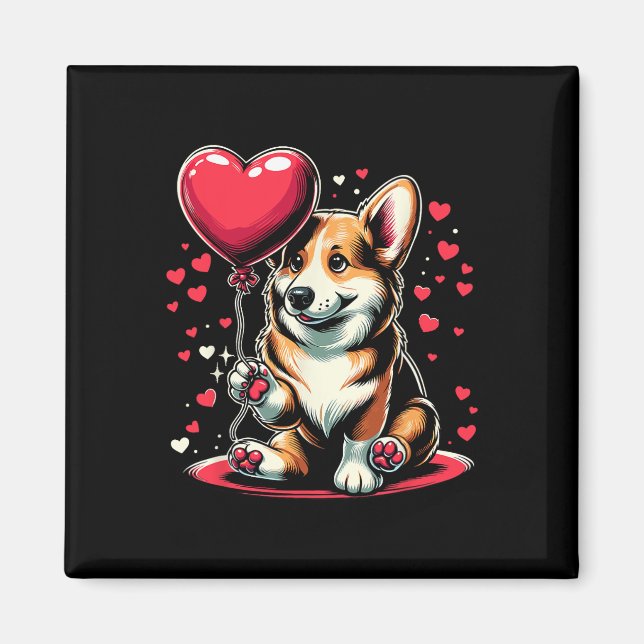 Aimant Chien Corgi Saint-Valentin Propriétaire de chien C (Devant)