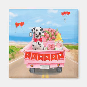 Aimant Chien dalmate Saint Valentin Coeurs de Camion