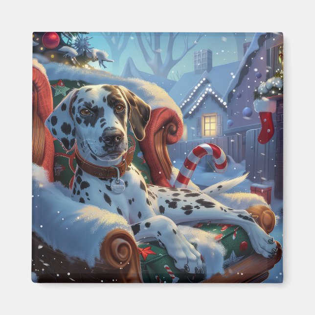 Aimant Chien Dalmatien Noël Fête (Devant)