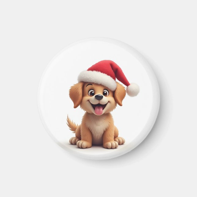 Aimant Chien dans le chapeau du Père Noël (Devant)