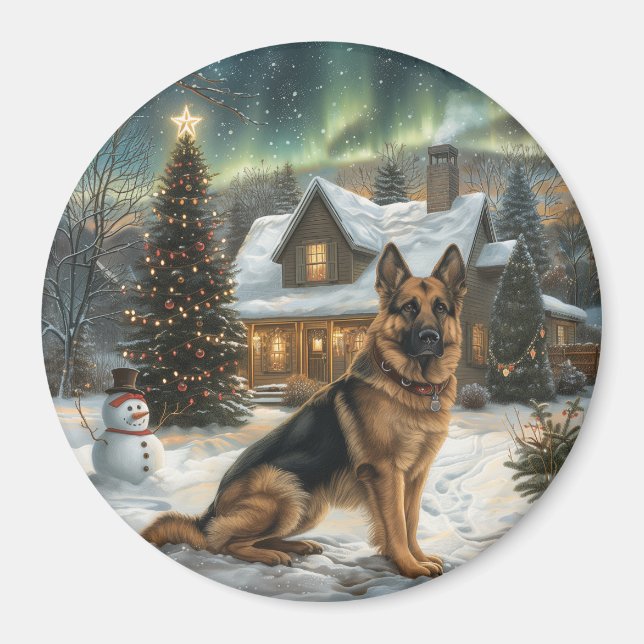 Aimant Chien de berger allemand de Noël (Devant)