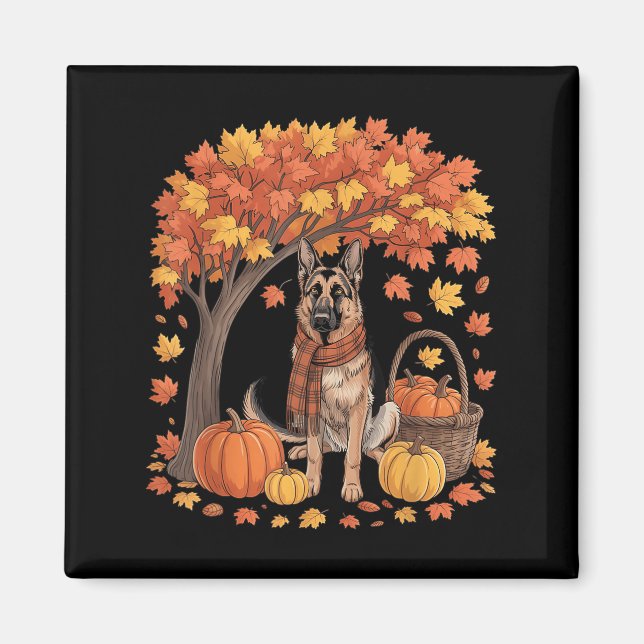 Aimant Chien de berger allemand Écharpe d'automne Citroui (Devant)