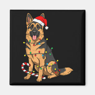 Aimant Chien de berger allemand Noël lumières Xmas chien