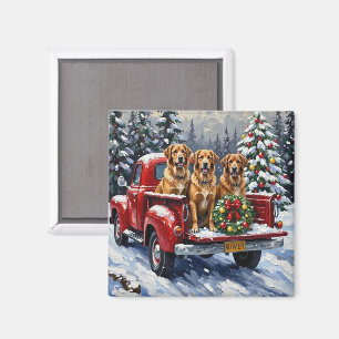 Aimant Chien de berger anatolien Noël camion rouge Fêtes