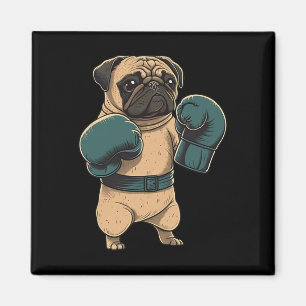 Aimant Chien de boxe Carlin Boxeur Gants de boxe Mma Kick