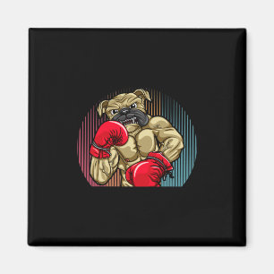 Aimant Chien de boxe portant des gants de boxe poids lour