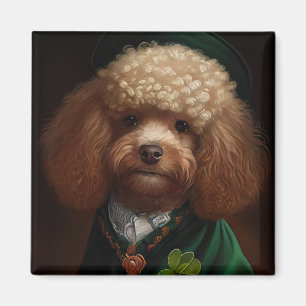 Aimant Chien de caniche en tenue de jour St. Patrick