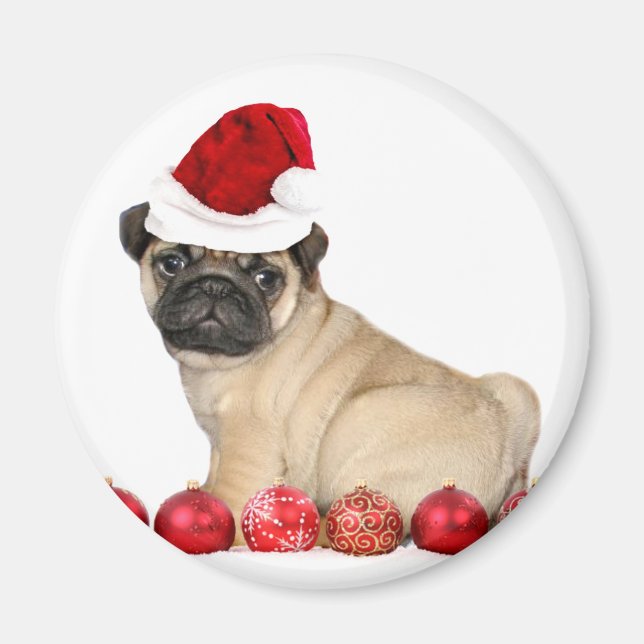 Aimant chien de carlin de Noël (Devant)