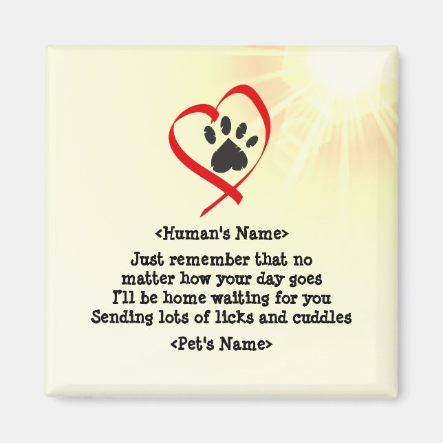 Aimant Chien de chat personnalisable message joyeux (Devant)
