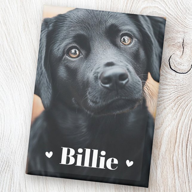 Aimant Chien de chien animal nom de chat coeurs deux phot (Pet dog cat name hearts two photos magnet)