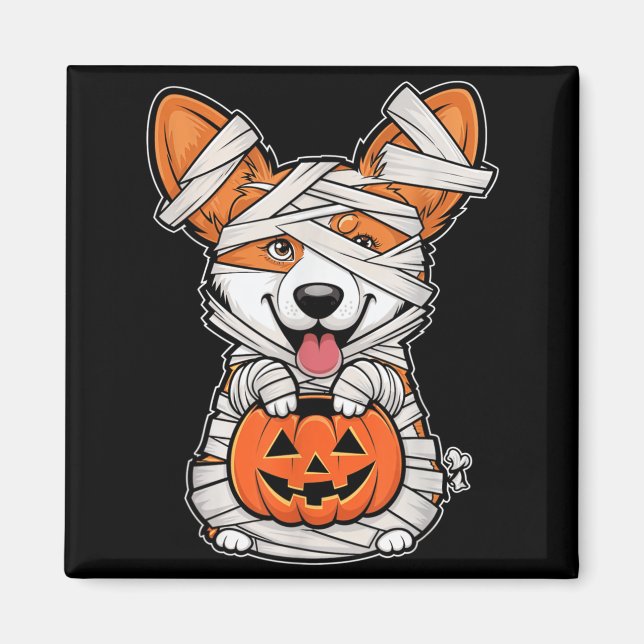 Aimant Chien de compagnie Mummy Pumpkin Halloween (Devant)