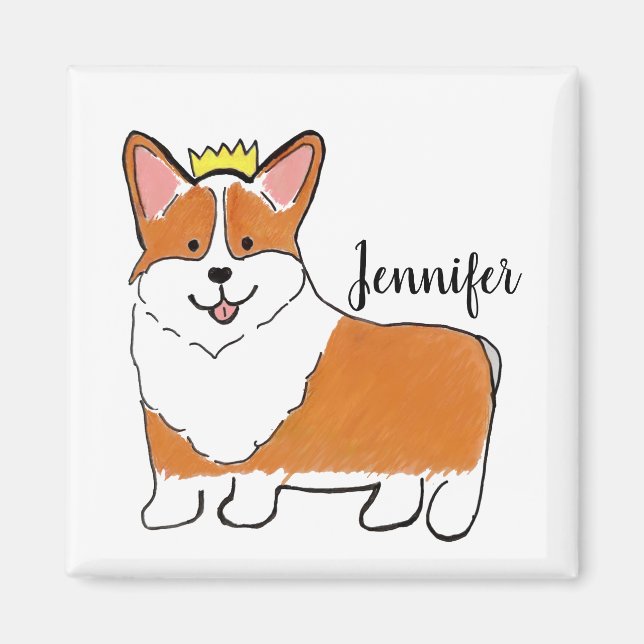 Aimant Chien de corgi royal personnalisé (Devant)