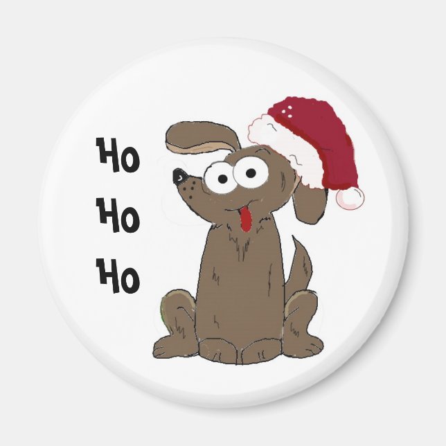 Aimant Chien de dessin animé de Noël drôle (Devant)
