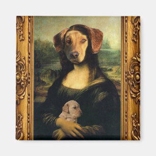 Aimant Chien de Mona Lisa - Golda Lisa - Portrait célèbre