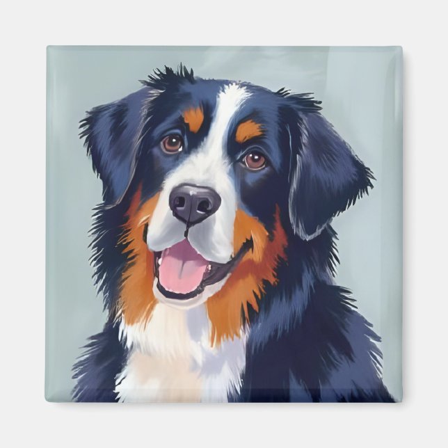 Aimant Chien de montagne bernois | Peinture à l'aquarelle (Devant)