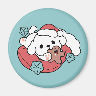 Aimant Chien de Noël à Santa Hat - Jour de Noël pour Anim