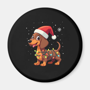 Aimant Chien de Noël Dachshund Père Noël Xmas Wiener 3