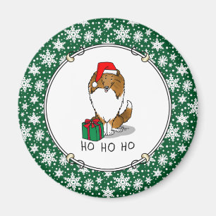 Aimant Chien de Noël Santa Hat Shetland Sheepdog (sable)