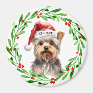 Aimant Chien de Noël Yorkie Yorkshire Terrier Fêtes