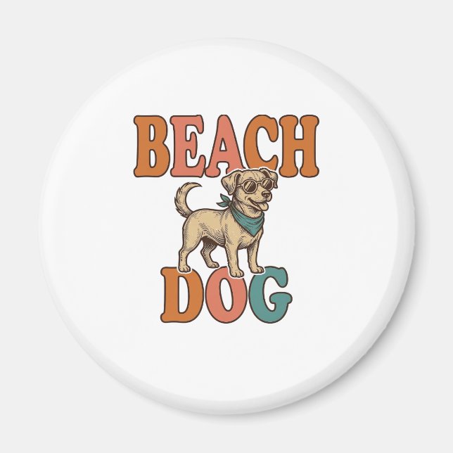 Aimant Chien de plage gravure vintage conception graphiqu (Devant)