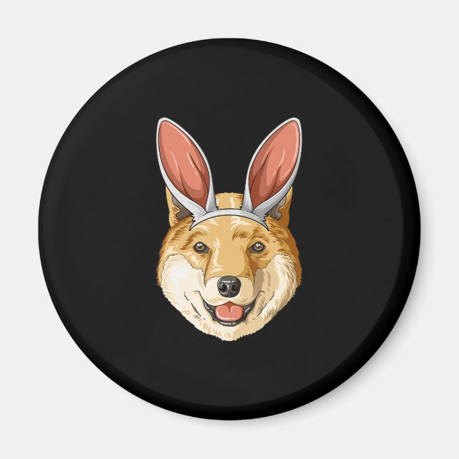 Aimant Chien de Shiba avec oreilles de lapin de Pâques |  (Devant)