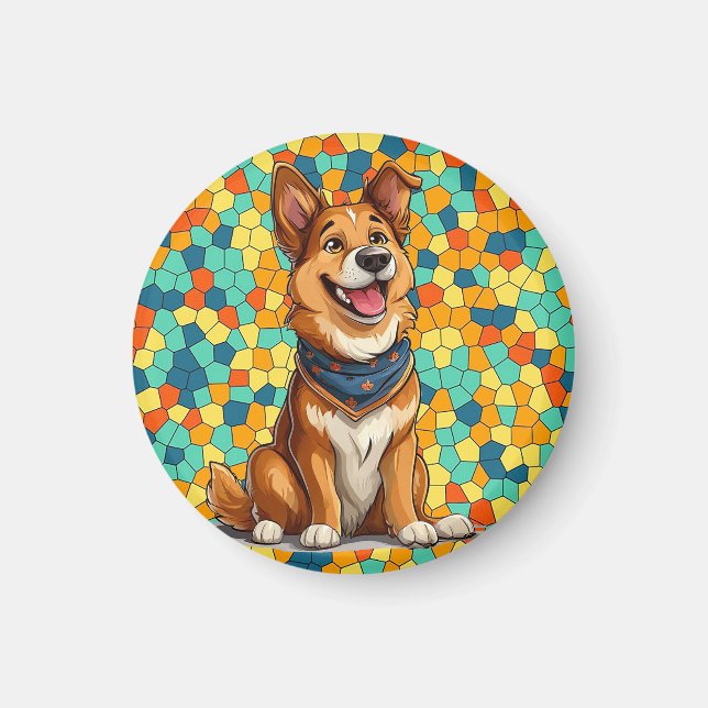 Aimant Chien de style dessin animé joyeux (Devant)