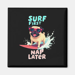 Aimant Chien de surf Cool Pug