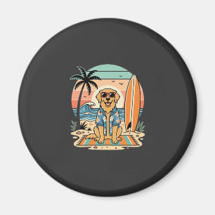 Aimant Chien de surf Rétro Plage Été