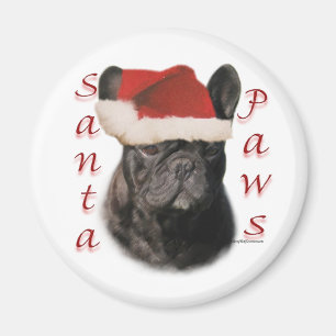 Aimant Chien de taureau français (noir) Père Noël Paws