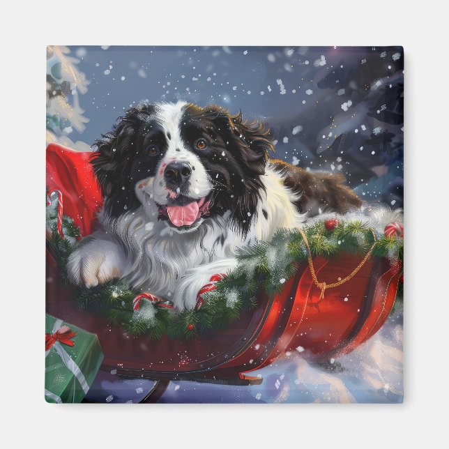 Aimant Chien de Terre-Neuve Noël Festif (Devant)