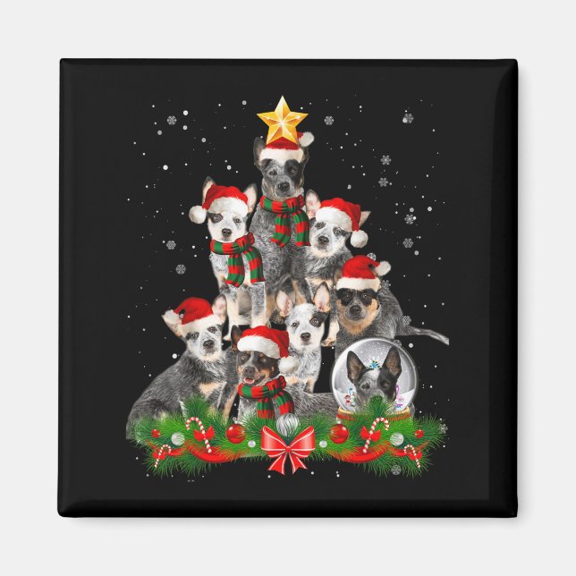 Aimant Chien de vache australien drôle Arbre de Noël (Devant)