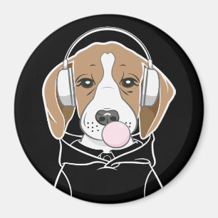 Aimant Chien décontracté avec Bubble Gum Mignon Drôle Bea