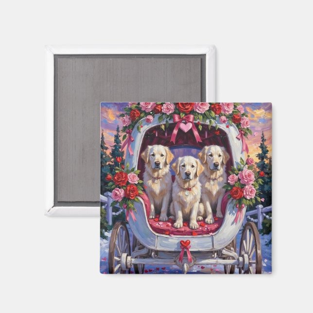 Aimant Chien des Pyrénées pour la Saint-Valentin  (Recto/Verso)