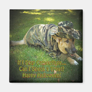 Aimant Chien d'Halloween en Camouflage